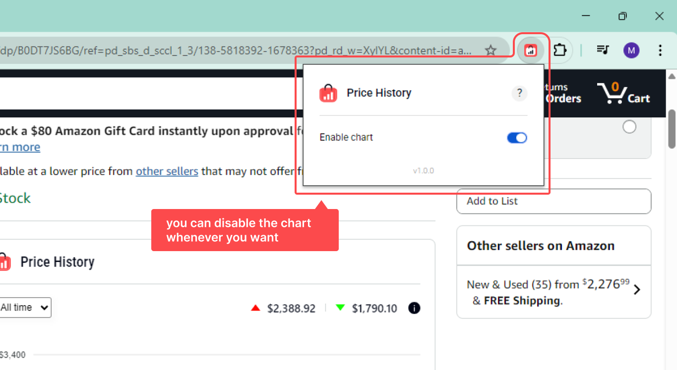 Extension popup with options